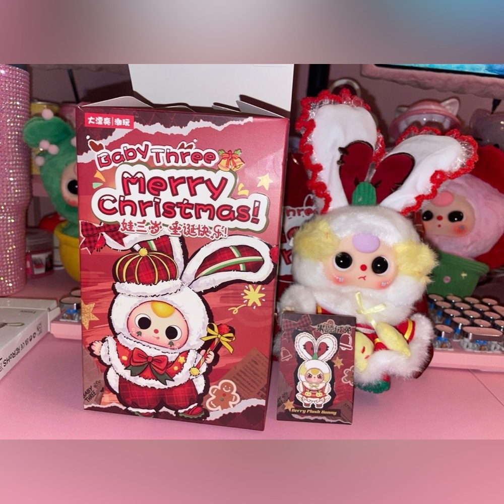 Baby Three Merry Christmas- Berry Plush Bunny
